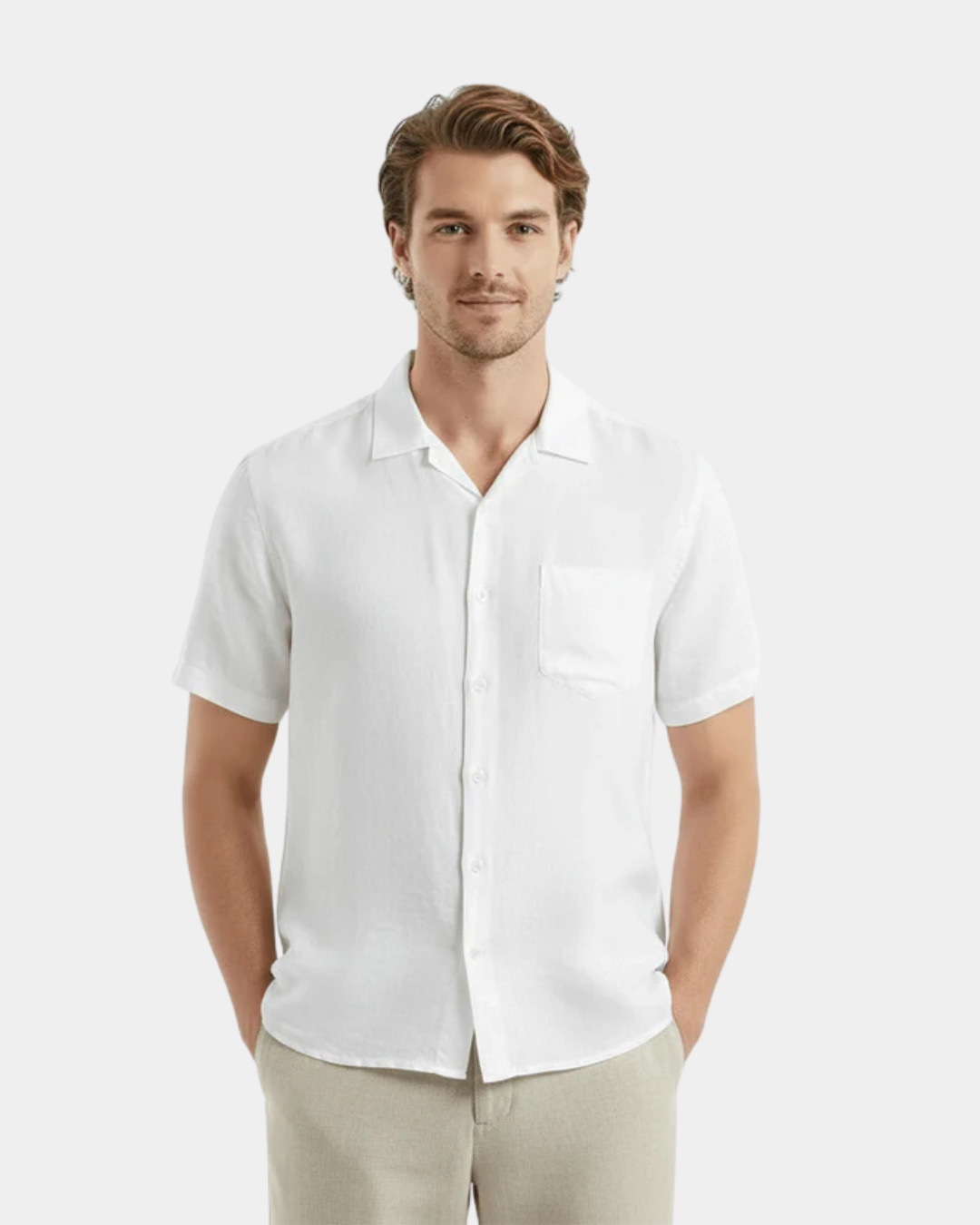 Short-Sleeve Pure Linen Shirt
