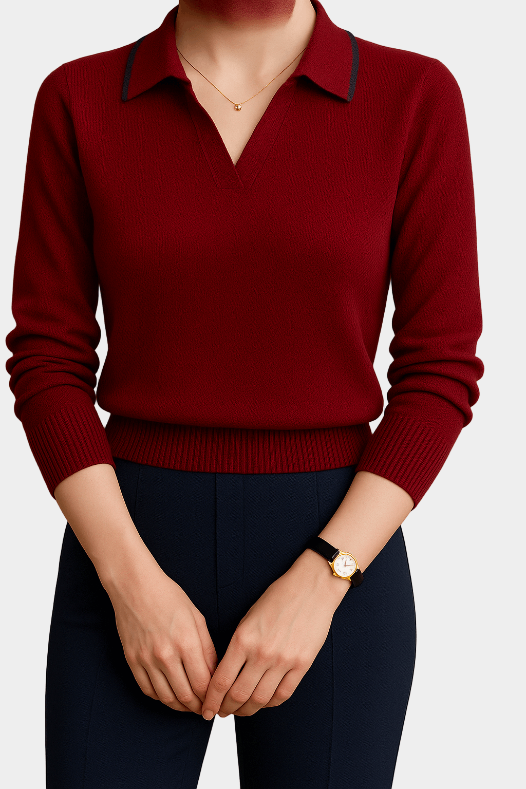 Spring Autumn Polo Knit Sweater