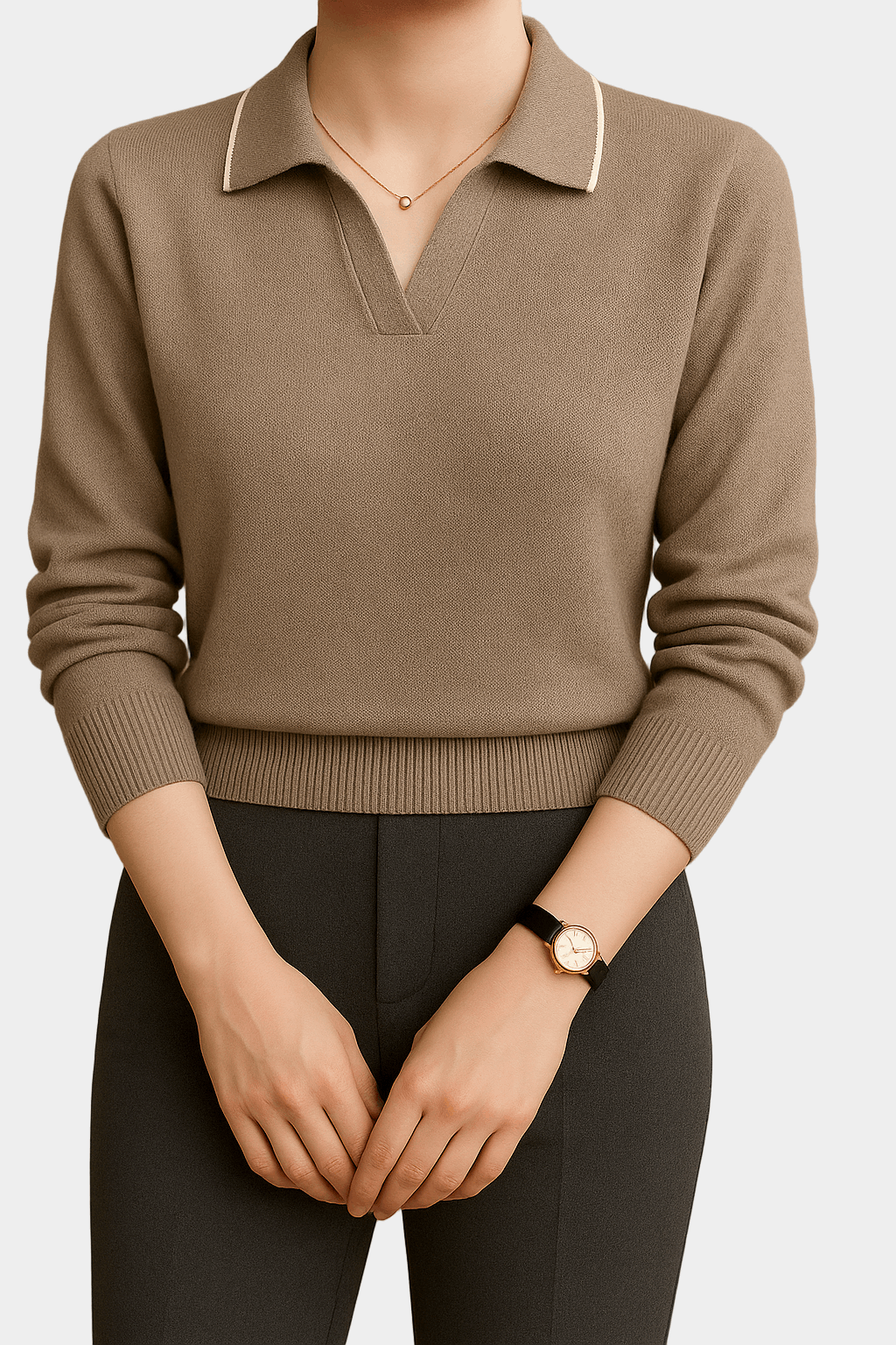 Spring Autumn Polo Knit Sweater