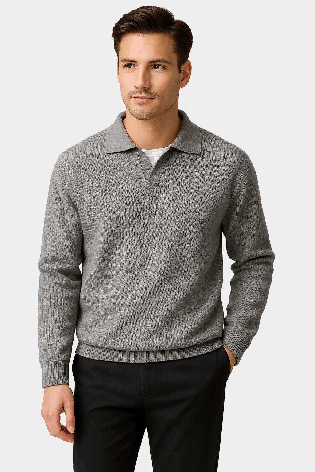 Men’s Retro V-Neck Polo Sweater