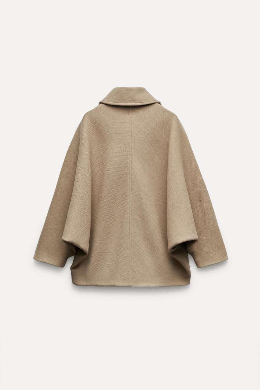 Oblique Lapel Wool Short Coat