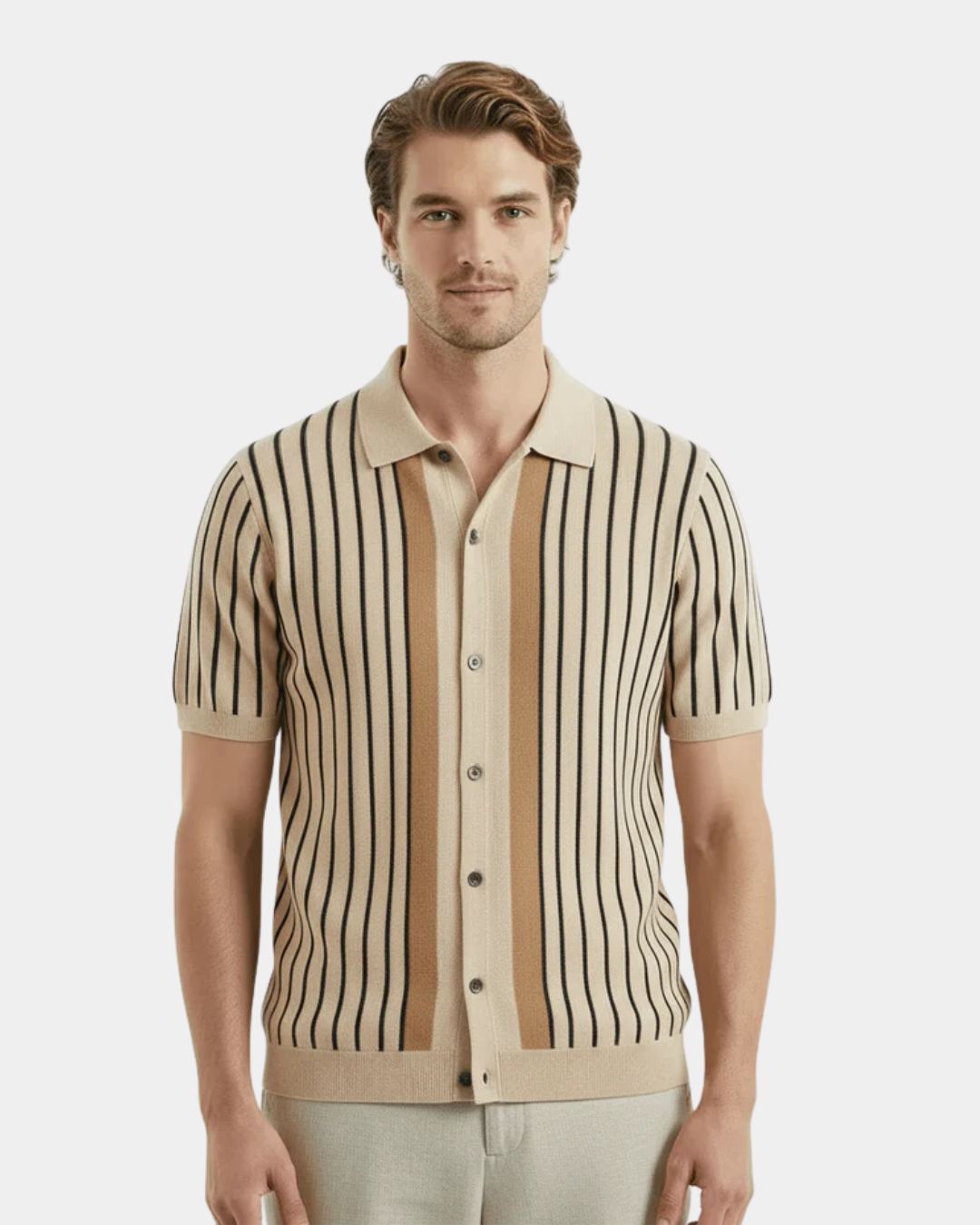 Striped Knitted Polo Shirt