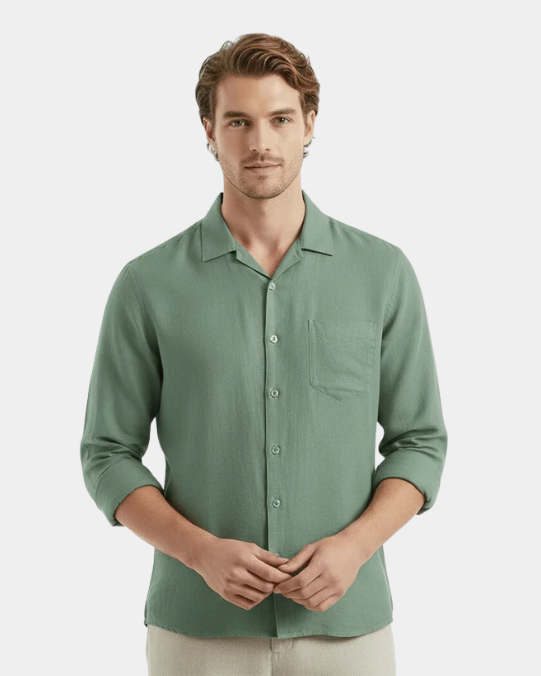 Standing Collar Linen Shirt