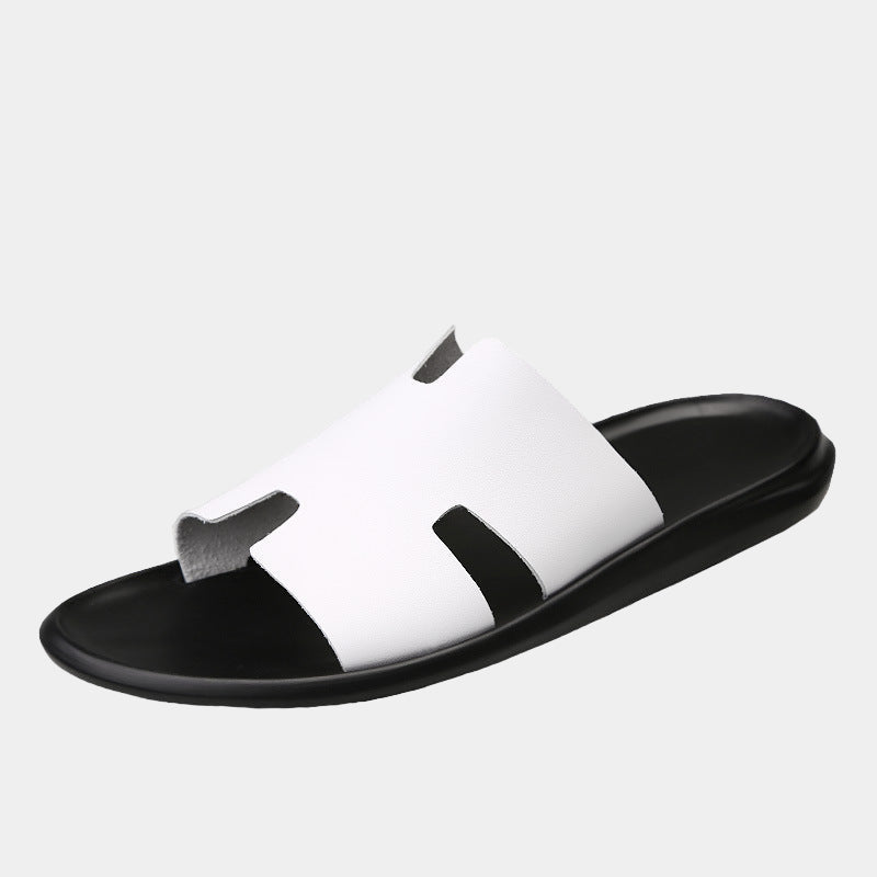 Genuine Leather Slip-On Slippers