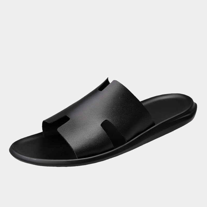 Genuine Leather Slip-On Slippers