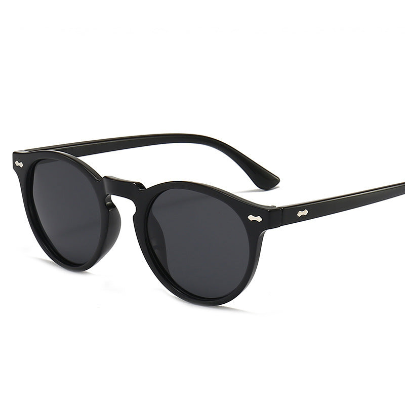 New Polarized Round Fashion Small Frame Rice Nail Sunglasses
