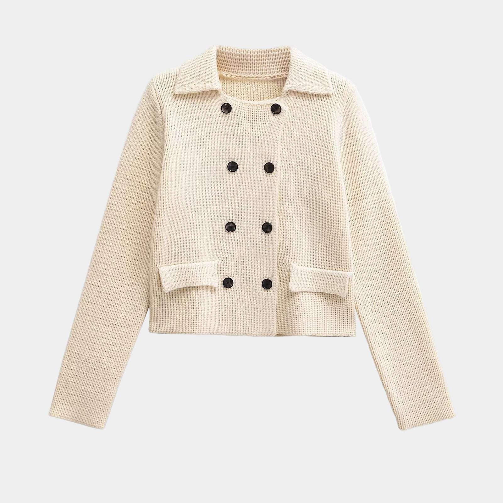 Women's Plain Stitch Lapel Cardigan Coat