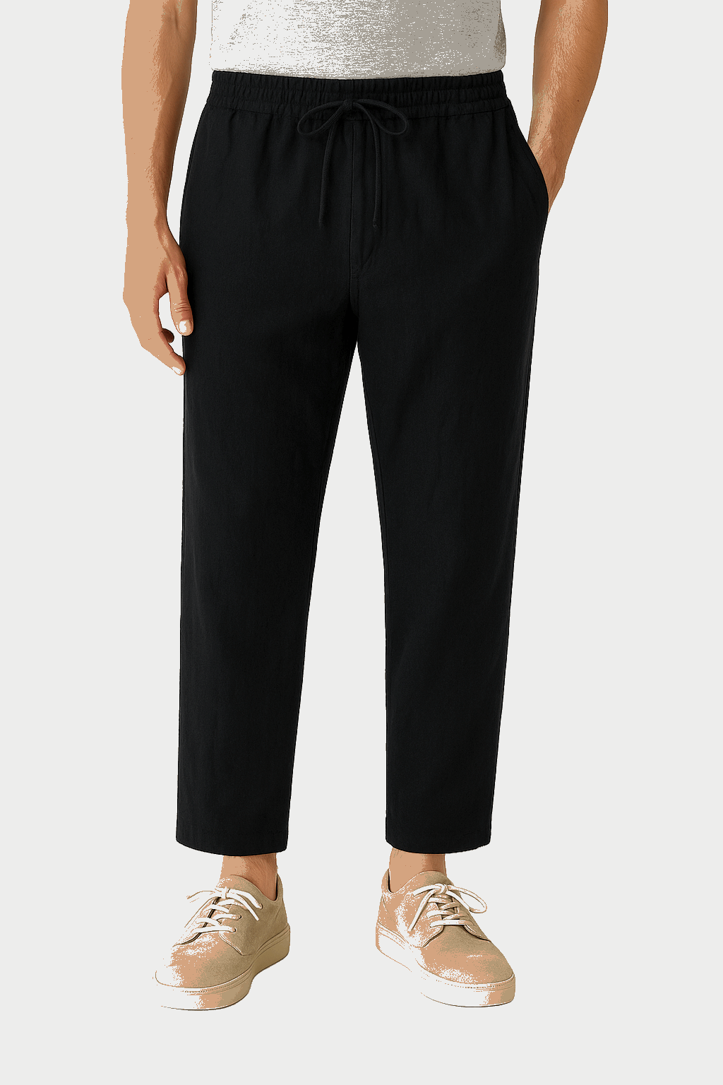 Linen Straight-Leg Trousers&nbsp;