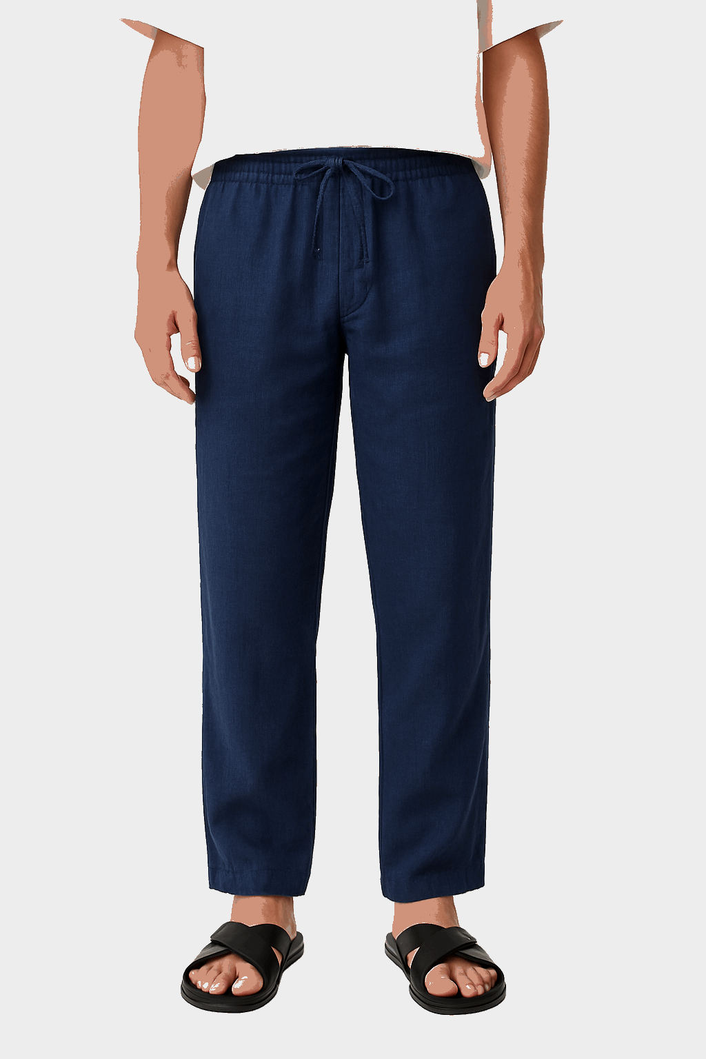 Linen Straight-Leg Trousers&nbsp;