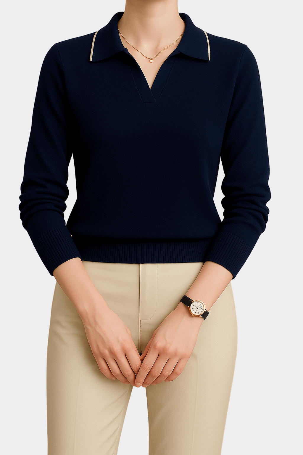 Spring Autumn Polo Knit Sweater