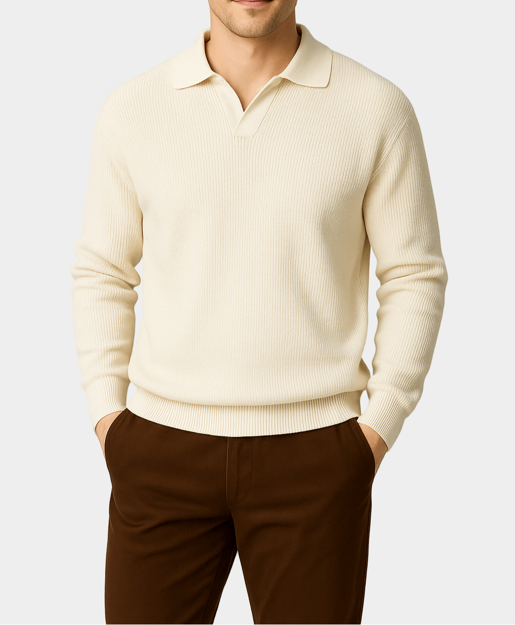 Men’s Retro V-Neck Polo Sweater