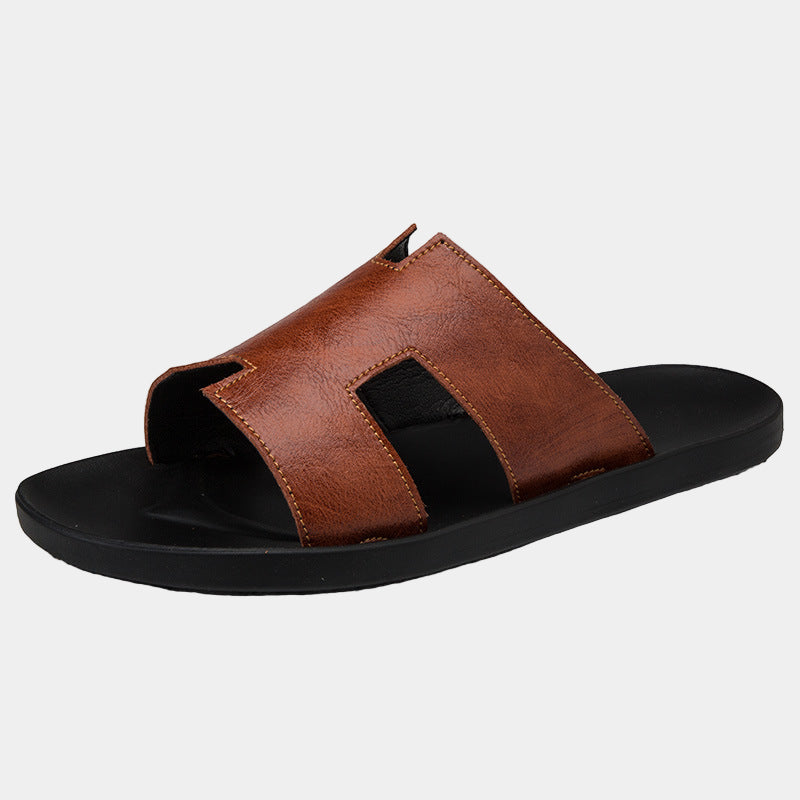 Genuine Leather Slip-On Slippers