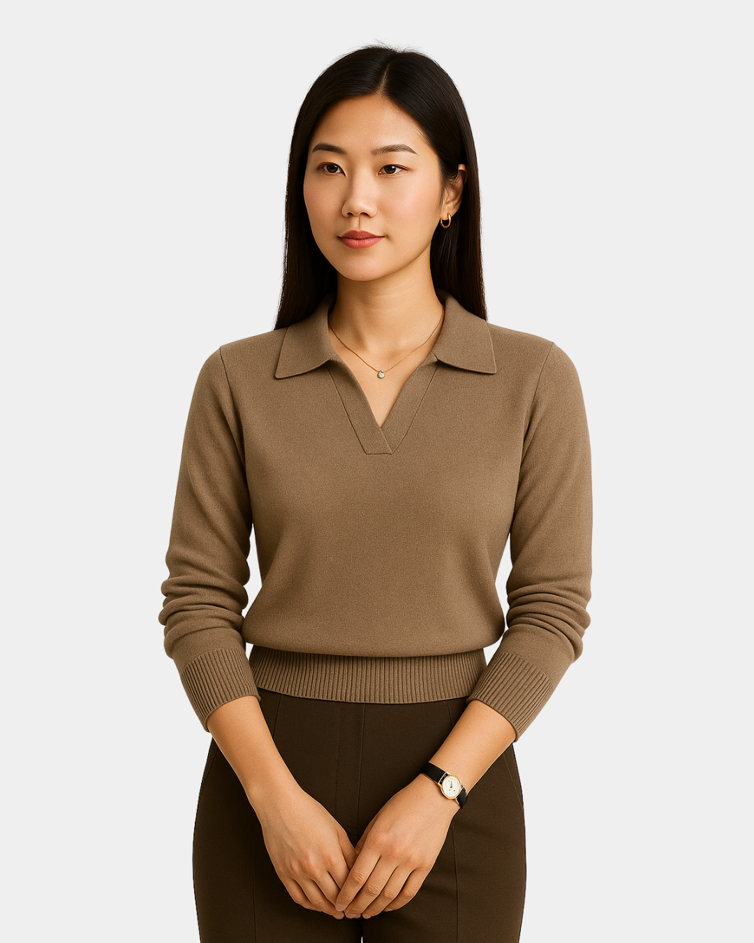 Spring Autumn Polo Knit Sweater