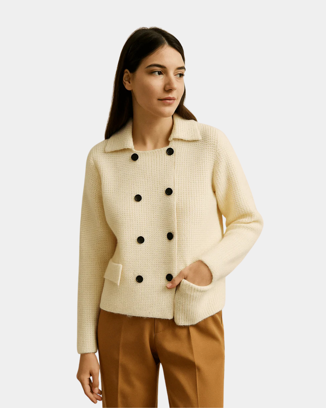 Women's Plain Stitch Lapel Cardigan Coat